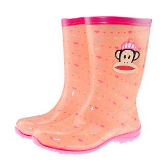 PaulFrank 大嘴猴中筒时尚彩色防水胶雨鞋靴 PF1013 粉色爱心 40