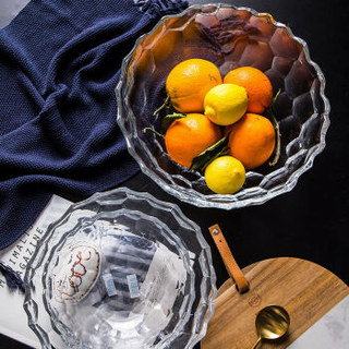 Yomerto 悠米兔 玻璃水果盘客厅茶几大容量沙拉碗透明家用果盘1只装