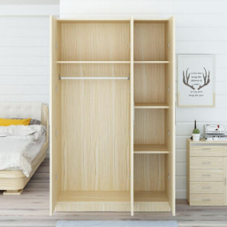 商品欧宝美三门更衣柜木质衣柜员工宿舍衣柜白枫色