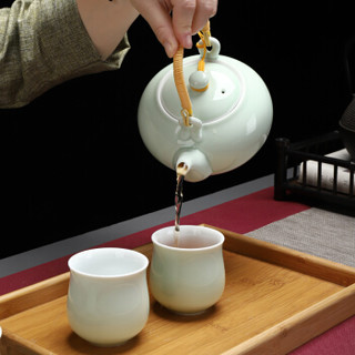 养茗轩 茶具套装 功夫茶具茶盘茶壶茶台茶杯茶海陶瓷汝窑玻璃紫砂套装  青瓷茶具