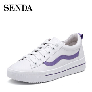Senda/森达 韩版学生休闲女小白鞋VNNC2AM9 白色（紫） 38