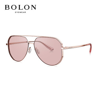 暴龙BOLON太阳镜2019年新款男女款偏光眼镜飞行员墨镜BL7077B31 透粉色 