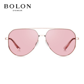 暴龙BOLON太阳镜2019年新款男女款偏光眼镜飞行员墨镜BL7077B31 透粉色 