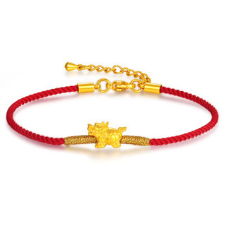商品蒂蔻t0543龙之子霸下赑屃黄金转运珠手链男女款足金可调节红绳手