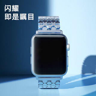 毕亚兹 苹果手表表带 iwatch金属表链 适用apple watch5 iwatch1/2/3/4代手表金属表带 42/44mm-BD7银色