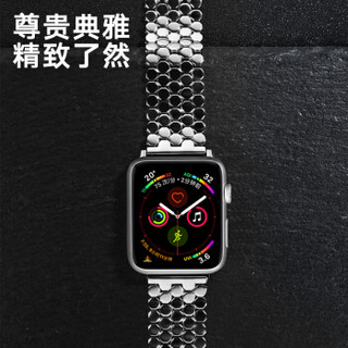 毕亚兹 苹果手表表带 iwatch金属表链 适用apple watch5 iwatch1/2/3/4代手表金属表带 42/44mm-BD7银色