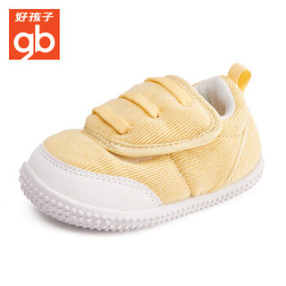 好孩子（gb）学步鞋0-2岁男女宝宝软底防滑步前鞋 18FWLT002 米黄色 22码/鞋内长140