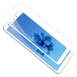 优加 小米6X钢化膜 全覆盖高清手机玻璃膜 屏幕保护防爆贴膜 白色