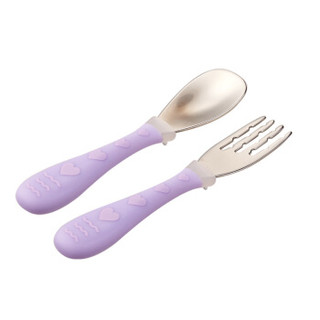 迪士尼（Disney）婴儿勺子叉子 儿童餐具辅食勺叉宝宝训练饭勺新生儿辅食工具 浅紫苏菲亚