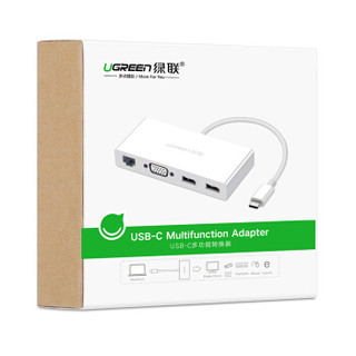 绿联 Type-C扩展坞 通用P30手机苹果MacBook USB-C3.1转VGA转换器 网口数据线转接头投屏拓展坞分线器 40378