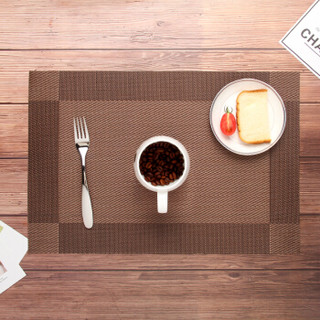 欧橡OAK PVC欧式西餐垫二件套 餐桌垫餐垫加厚隔热垫盘垫碗垫桌布 咖啡色 C011
