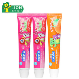 LION 狮王 日本LION 无糖洁齿儿童牙膏3支装（2草莓味40g+1橙子味40g ）可吞咽（泰国原装进口）