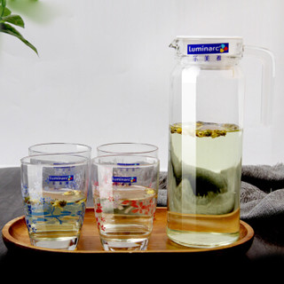 乐美雅 Luminarc 无铅玻璃凉水壶水杯套装 鹿特丹印花果汁壶水具5件套 H5757