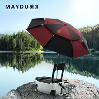 MAYDU 美度 钓鱼伞防晒防紫外线加厚黑胶户外遮阳伞加固双层防风可折叠万向垂钓晴雨伞 D305黑红