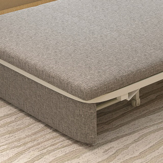 利尔 沙发床实木折叠沙发床1.5米1.2米两用多功能1.8米小户型客厅卧室海绵沙发 米黄色