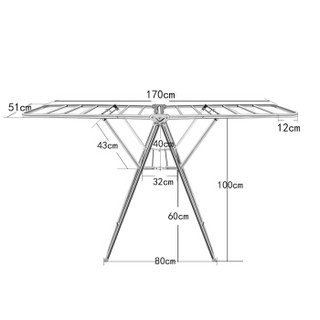友阳 晾衣架 不锈钢翼型落地可折叠多用途晒衣架 室内外阳台晒衣杆（升级款）JD002