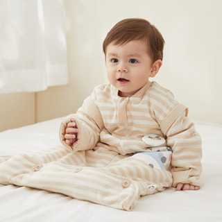 威尔贝鲁（WELLBER）婴儿睡袋儿童防踢被宝宝可脱袖信封式成长睡袋秋冬薄棉蜜蜂熊猫120cm