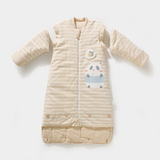 威尔贝鲁（WELLBER）婴儿睡袋儿童防踢被宝宝可脱袖信封式成长睡袋秋冬薄棉蜜蜂熊猫120cm