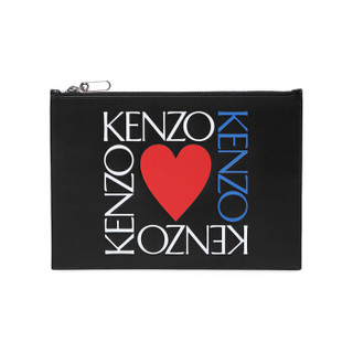 KENZO 高田贤三 LOVE系列女士黑色皮质手拿包 F95 5PM702 LO4 99