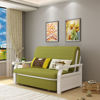 利尔 沙发床实木折叠沙发床1.2米1.5米两用多功能1.8米小户型客厅卧室海绵小沙发 草绿色