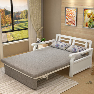 利尔 沙发床实木折叠沙发床1.2米1.5米两用多功能1.8米小户型客厅卧室海绵小沙发 草绿色