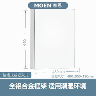 摩恩（MOEN）洛奇480mm镜柜浴室镜柜挂墙式多功能收纳柜嵌入式BCM07-004BS