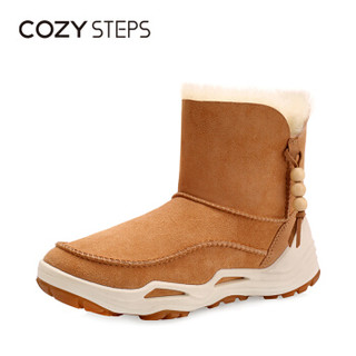 COZY STEPS澳洲羊皮毛一体时尚串珠保暖雪地靴女7D241 棕黄色 39
