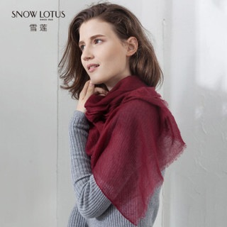 雪莲（SNOW LOTUS）围巾女羊绒披肩围巾两用秋冬季纯色保暖薄款纱巾 200*70cm 紫红