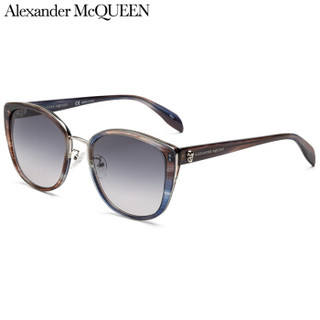 亚历山大·麦昆(AlexanderMcQUEEN)太阳镜女 墨镜 灰色镜片银灰色镜框AM0186SK 003 56mm