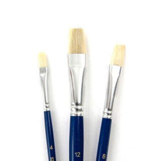 贝碧欧（Pebeo）猪鬃画笔 法国品牌水粉水彩丙烯油画笔美术绘画专业笔 4#8#12#3支装 666420C
