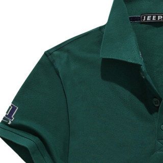 吉普 JEEP 男士Polo衫 短袖T恤男翻领棉质宽松半袖大码青年Polo衫 LS08001 墨绿色 XL