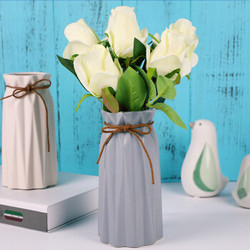 墨斗鱼 陶瓷花瓶哑光灰色8038 高18cm仿真花装饰花艺