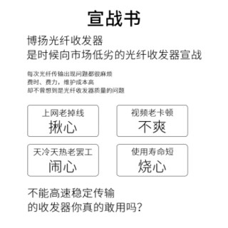 博扬 BY-WG113B-FC-80KM电信级千兆单模单纤光纤收发器 光电转换器  支持14槽机架 外置电源B端 80公里 FC口