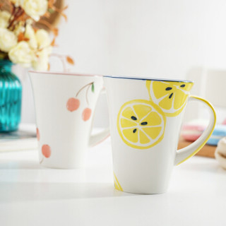 佳佰 柠檬早餐杯 陶瓷水杯 咖啡杯茶杯牛奶杯 时尚个性创意情侣陶瓷杯 手彩陶瓷杯 办公室学生杯