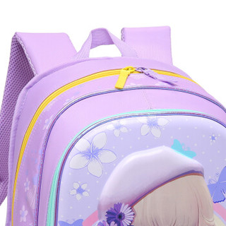 咔米嗒（KAMIDA）儿童书包小学生书包女孩1-3-6年级花花姑娘儿童双肩包 紫色SX80001