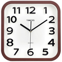 Timess 挂钟13英寸简约时尚3D立体创意客厅时钟表卧室静音石英钟T2031-4咖啡色