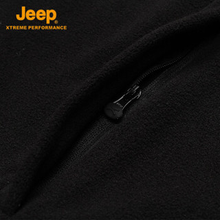 Jeep 男士抓绒衣 户外秋冬抓绒外套男冲锋衣内胆保暖上衣 品牌黑 2XL