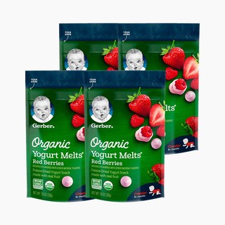 Gerber海外嘉宝婴幼儿有机草莓红莓酸奶溶豆3段8个月以上 28g/袋 4件