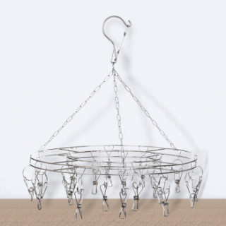 雅高 衣架 20夹晾衣架 不锈钢圆形晾衣夹 晾晒架防风圆盘 实心多头袜