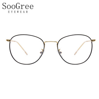 SooGree防蓝光眼镜男女眼镜框眼镜架近视光学镜架复古简约G12046黑金框