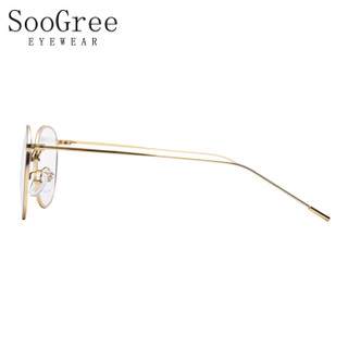 SooGree防蓝光眼镜男女眼镜框眼镜架近视光学镜架复古简约G12046黑金框