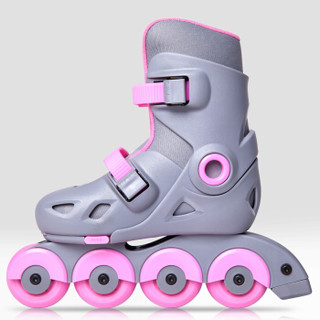 小寻轮滑鞋 小米生态链 儿童溜冰鞋 智能单排儿童轮滑鞋 可调码旱冰鞋 学生初学者通用轮滑鞋 灰粉色 S码