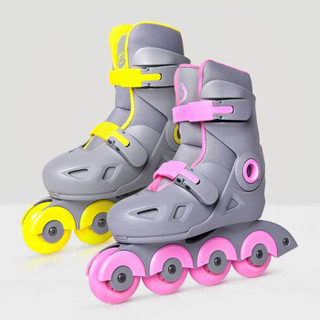 小寻轮滑鞋 小米生态链 儿童溜冰鞋 智能单排儿童轮滑鞋 可调码旱冰鞋 学生初学者通用轮滑鞋 灰粉色 S码