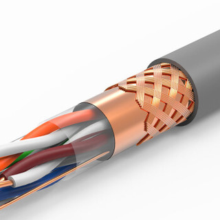 安帝（AD)超五类双屏蔽网线 环保阻燃 纯铜抗干扰 Cat5e类工程家装高速网线 灰色100米 AD-SF5100