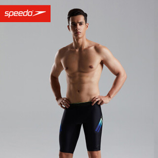 Speedo/速比涛 泳感系列男子五分及膝泳裤811745C713黑/绿色36