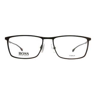 HUGO BOSS 雨果博斯 男款黑色镜框银色镜腿金属全框光学眼镜架眼镜框 0976 4IN 57MM