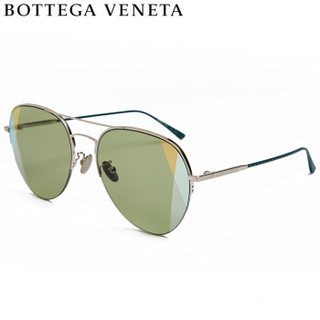 葆蝶家(BOTTEGA VENETA)太阳镜男女 墨镜 绿色镜片银色镜框BV0247S 008 58mm