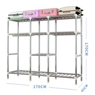 梦卡莱 布衣柜简易组装大空间多功能双人防尘衣橱 高承重25mm加厚加粗钢管 组合布艺衣柜1.7米
