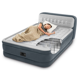 INTEX 64448内置电泵线拉充气床垫 单双人加厚加高靠背式冲气垫床折叠床家用户外便携