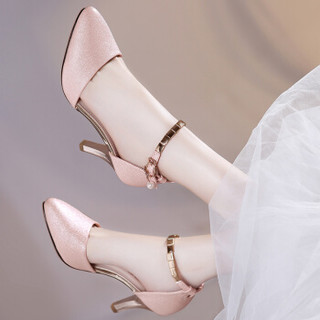 百年纪念 Centenary 女士时尚百搭珍珠镶嵌金属搭扣细高跟鞋女单鞋 1468 粉色 39